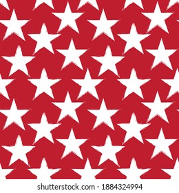 Red Stars brush stroke seamless pattern background for fashion textiles, graphics