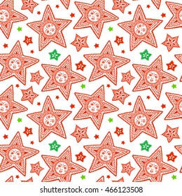 red stars christmas ethnic seamless background