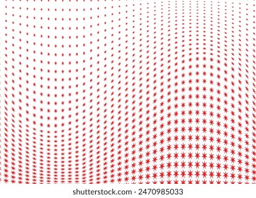 red stars halftone pattern in wavy shape background