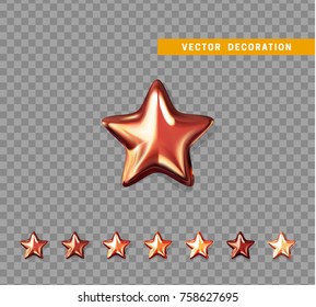Red stars isolated on transparent background. Vector illustration,