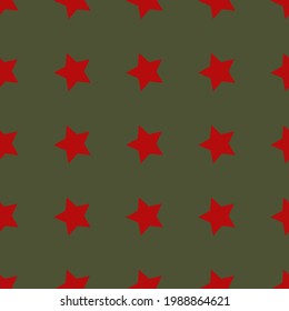 red stars on a green background. vector seamless illustration. print on print or clothes