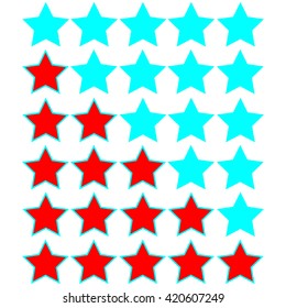 red stars of rating on azure stars