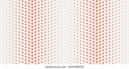 Red stars, from small to large. A canvas with red stars, increasing in a gradient. Design for textile, fabric, clothing, curtain, rug, batik, ornament, background, wrapping.