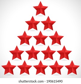 Red Stars - Red stars in triangle, pyramid shape.