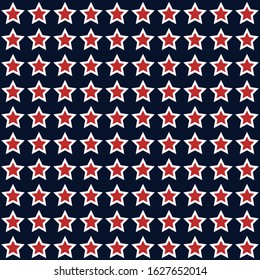 Red stars with white border on a dark blue background.