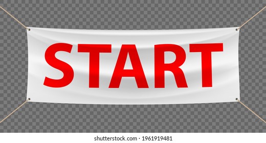 Red start banner. Template isolated on a transparent background. Vector illustration.