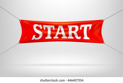 Red Start  banners or flag.Vector illustration