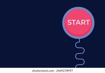 red start button on a blue background