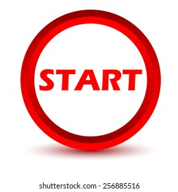 Red start  icon on a white background. Vector illustration 