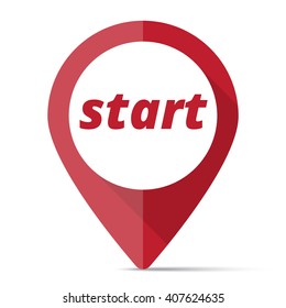 Red Start map pin pointer concept