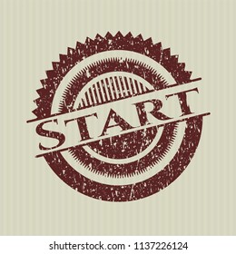 Red Start rubber seal with grunge texture