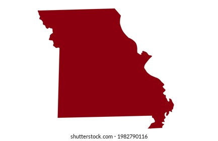 Red of the state of Missouri in the United States of America