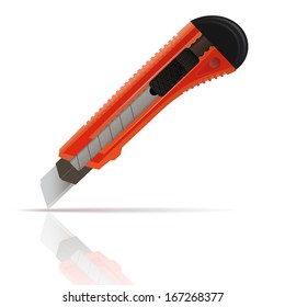 Red stationery knife with reflection