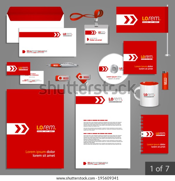 Red Stationery Template Design White Arrow Stock Vector (Royalty Free