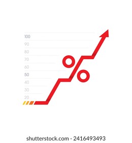 red statistics chart on white background. statistics chart for growth, success, education world. growth chart concept. growth chart