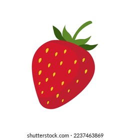 Red Stawberry Isolated On White Background.Vector Fruit, Fresh Strawberry.