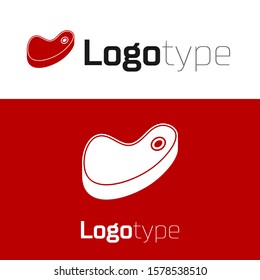 Red Steak meat icon isolated on white background. Logo design template element. Vector Illustration