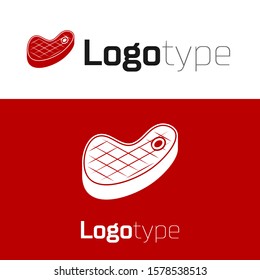 Red Steak meat icon isolated on white background. Logo design template element. Vector Illustration