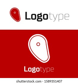 Red Steak meat icon isolated on white background. Logo design template element. Vector Illustration