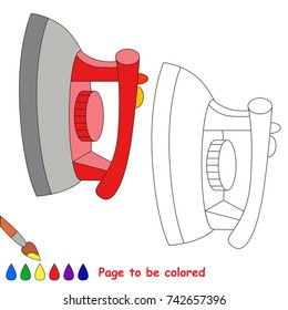 Red Steam Iron to be colored, the coloring book for preschool kids with easy educational gaming level.