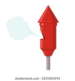 Red Steam Whistle Blowing Cartoon Icon Illustration