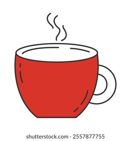 Red steaming cup of hot drink design Vector