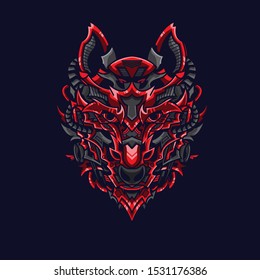 Red Steampunk Wolf Dark Background Stock Vector (Royalty Free ...