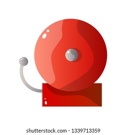 Red steel fire alarm flat icon isolated on white background