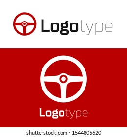 Red Steering wheel icon isolated on white background. Car wheel icon. Logo design template element. Vector Illustration
