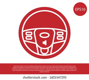 Red Steering wheel icon isolated on white background. Car wheel icon.  Vector Illustration