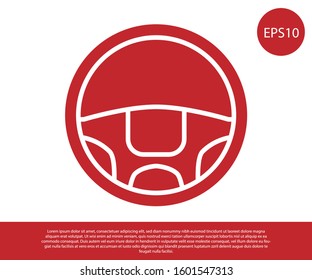 Red Steering wheel icon isolated on white background. Car wheel icon.  Vector Illustration