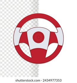 Icono de volante rojo para web, ilustración vectorial aislada en fondo blanco