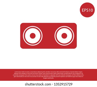 Red Stereo speaker icon isolated on white background. Sound system speakers. Music icon. Musical column speaker bass equipment. Vector Illustration