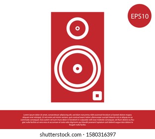Red Stereo speaker icon isolated on white background. Sound system speakers. Music icon. Musical column speaker bass equipment.  Vector Illustration