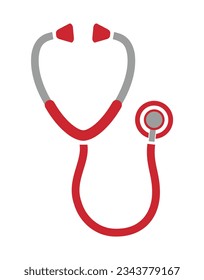 red stethoscope icon on white background