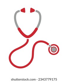 red stethoscope icon on white background