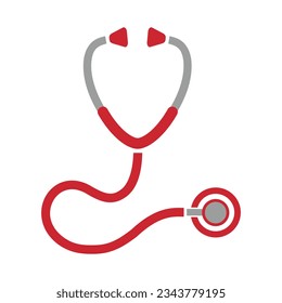 red stethoscope icon on white background