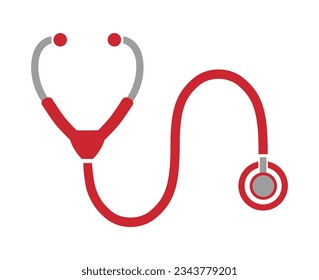 red stethoscope icon on white background