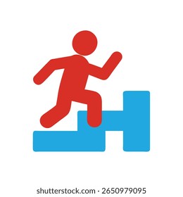 Red stick figure climbing blue steps on Diabetes concept vector