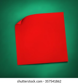 Red stick realistic paper note, vector illustration