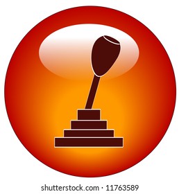 red stick shift web button or icon - vector