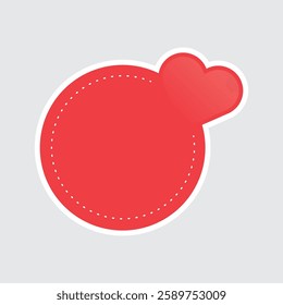  Red sticker with blank space for text placement. Red heart sticker design. Vector illustration.
