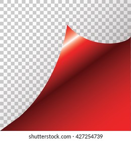 Red sticker with curled corner