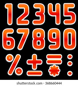 Red sticker font on black background, complete Alphabet and numbers. Part 2/2