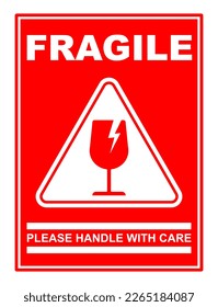 red sticker fragile handle with care printable sign symbol for delivery package simple design