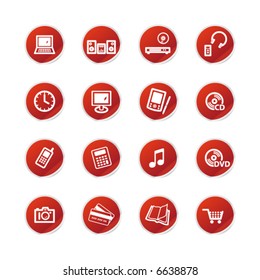 red sticker home electronics icons