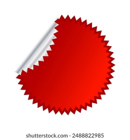 Red sticker label tag on white background