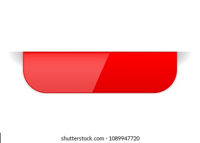 Red sticker label with transparent shadow. Vector 3d illustration isolated on white background