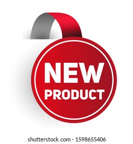 Red sticker for new product. Shelftalker on a white background
