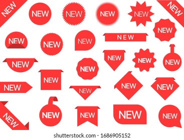 Red sticker set. New tag labels, Vector